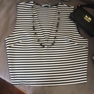 Zara v-neck striped crop top